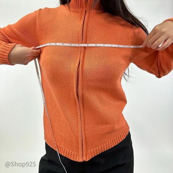 orange zip up sweater long sleeve - Picture 8 of 8
